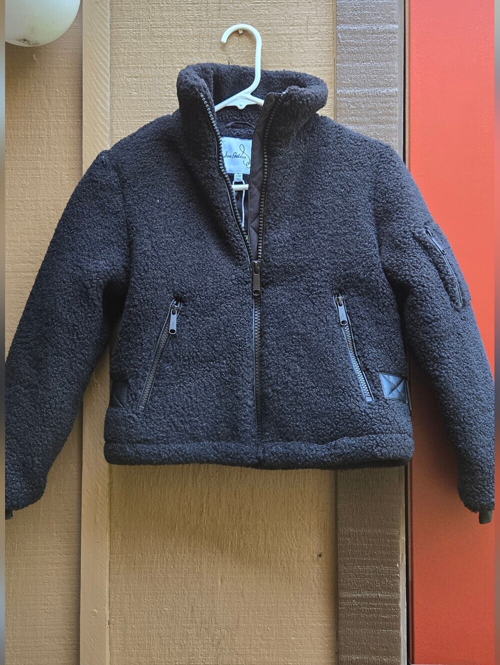 Kids Black Sherpa Zip-Up Jacket
